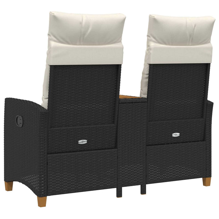 Bancă reclinabilă cu masă Negru și Alb crem 126 x 65 x 112 cm - WALTI WALTI