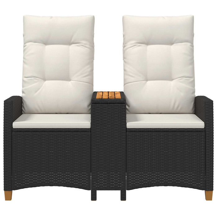 Bancă reclinabilă cu masă Negru și Alb crem 126 x 65 x 112 cm - WALTI WALTI