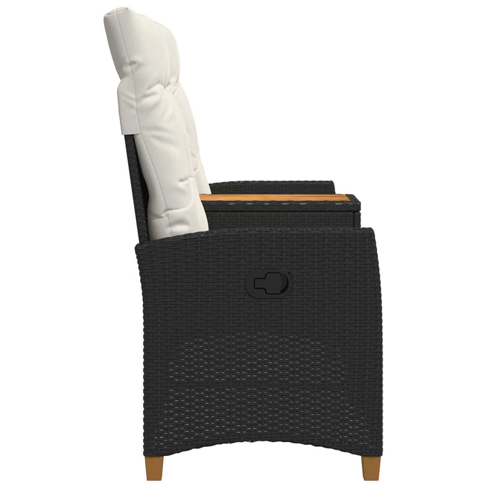 Bancă reclinabilă cu masă Negru și Alb crem 126 x 65 x 112 cm - WALTI WALTI