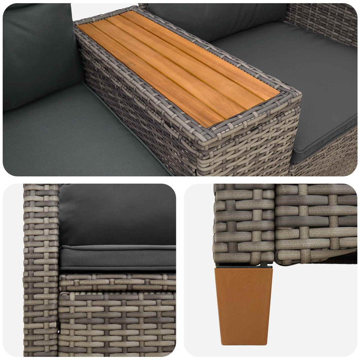Bancă reclinabilă cu masă Gri și gri închis 126 x 65 x 112 cm - WALTI WALTI