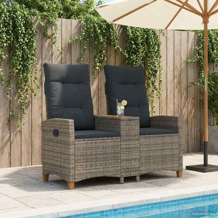 Bancă reclinabilă cu masă Gri și gri închis 126 x 65 x 112 cm - WALTI WALTI