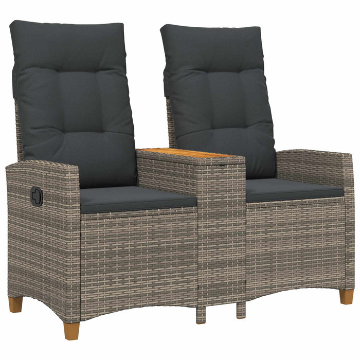 Bancă reclinabilă cu masă Gri și gri închis 126 x 65 x 112 cm - WALTI WALTI