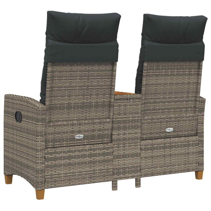 Bancă reclinabilă cu masă Gri și gri închis 126 x 65 x 112 cm - WALTI WALTI