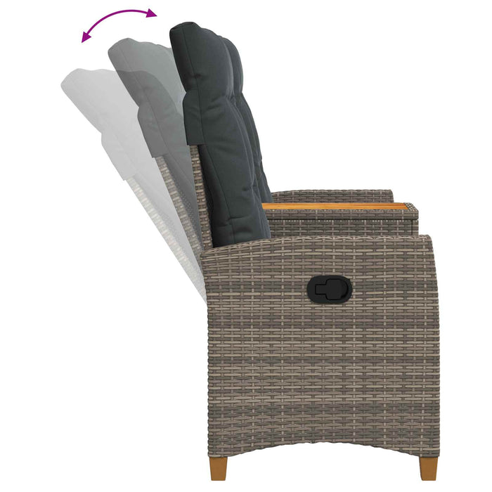 Bancă reclinabilă cu masă Gri și gri închis 126 x 65 x 112 cm - WALTI WALTI