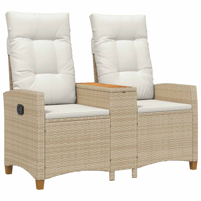 Bancă reclinabilă cu masă Bej și alb crem 126 x 65 x 112 cm - WALTI WALTI