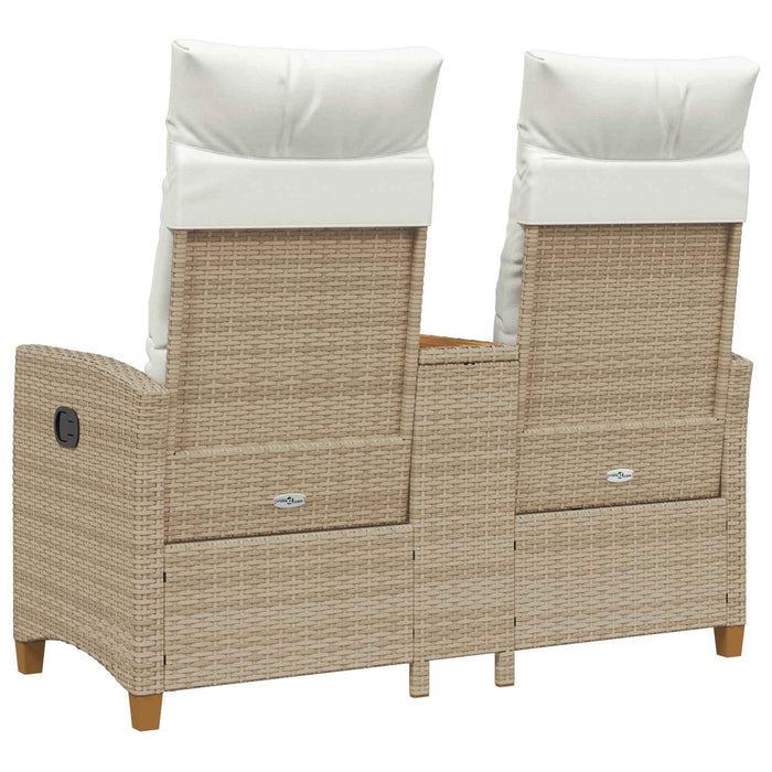 Bancă reclinabilă cu masă Bej și alb crem 126 x 65 x 112 cm - WALTI WALTI