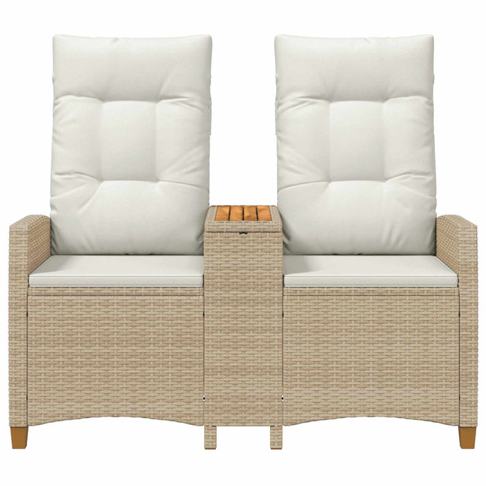 Bancă reclinabilă cu masă Bej și alb crem 126 x 65 x 112 cm - WALTI WALTI