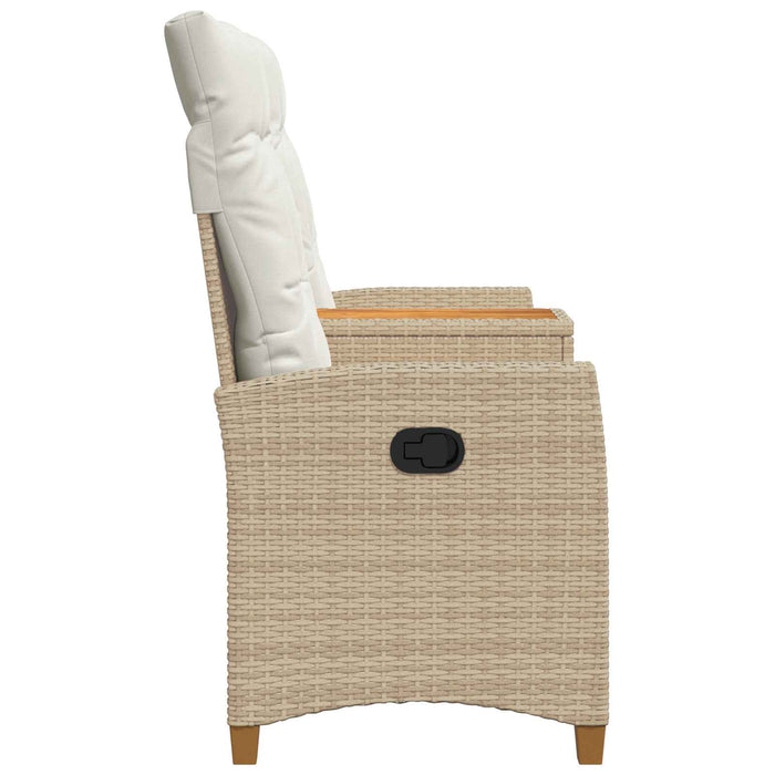 Bancă reclinabilă cu masă Bej și alb crem 126 x 65 x 112 cm - WALTI WALTI