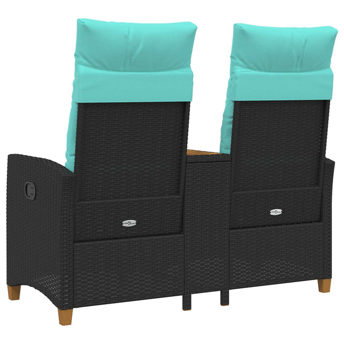 Bancă reclinabilă cu masă Negru și Turcoaz 126 x 65 x 112 cm - WALTI WALTI