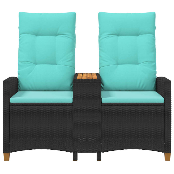 Bancă reclinabilă cu masă Negru și Turcoaz 126 x 65 x 112 cm - WALTI WALTI