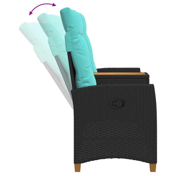 Bancă reclinabilă cu masă Negru și Turcoaz 126 x 65 x 112 cm - WALTI WALTI
