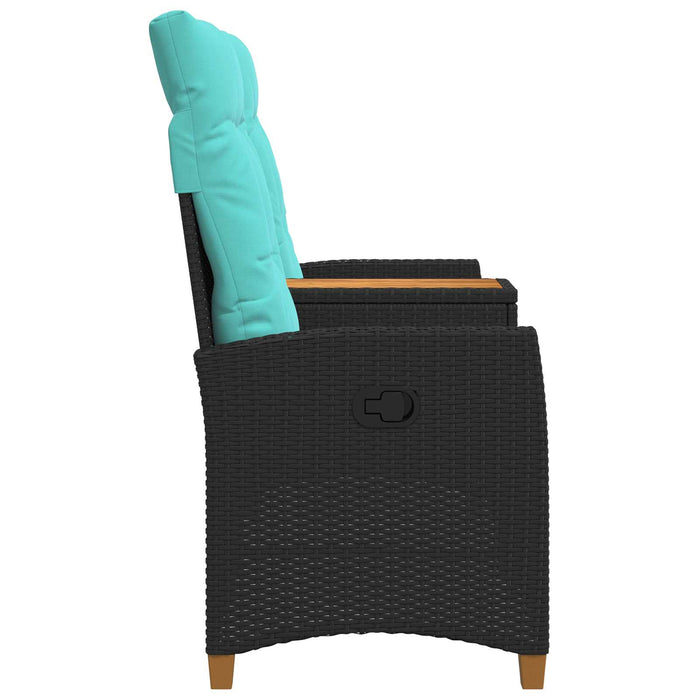 Bancă reclinabilă cu masă Negru și Turcoaz 126 x 65 x 112 cm - WALTI WALTI