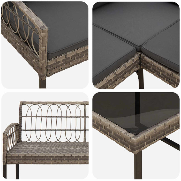 Set de canapea pentru grădină 2 pcs Gri Ratan poli și Oțel - WALTI WALTI