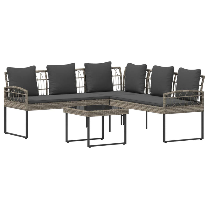 Set de canapea pentru grădină 2 pcs Gri Ratan poli și Oțel - WALTI WALTI