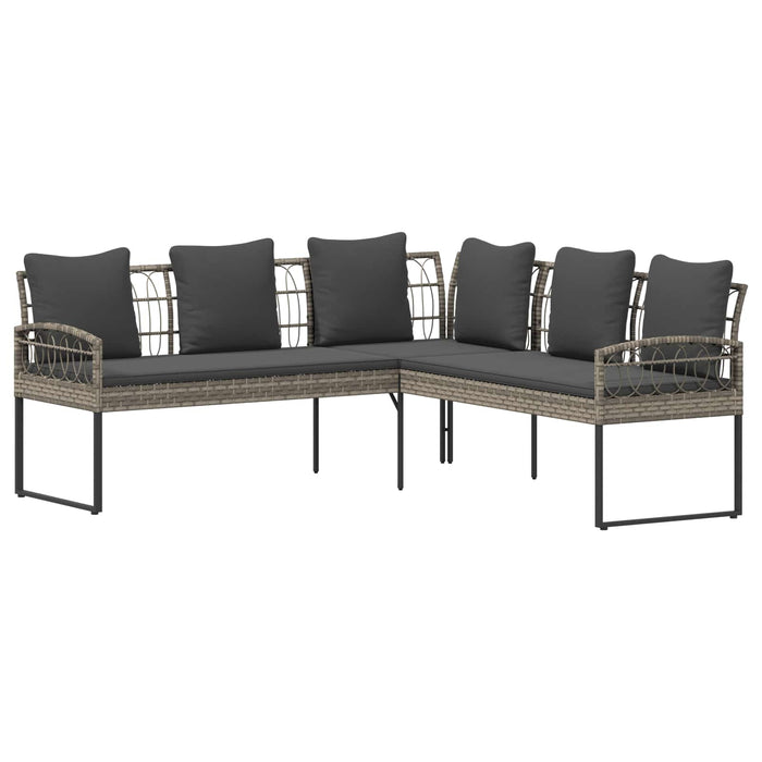 Set de canapea pentru grădină 2 pcs Gri Ratan poli și Oțel - WALTI WALTI