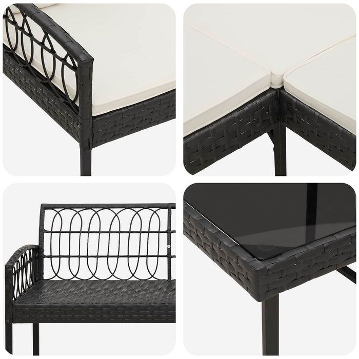 Set de canapele pentru grădină cu pernă 2 pcs Negru și Crem - WALTI WALTI