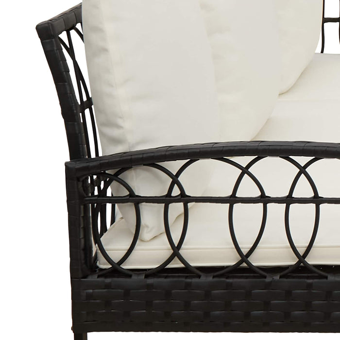 Set de canapele pentru grădină cu pernă 2 pcs Negru și Crem - WALTI WALTI