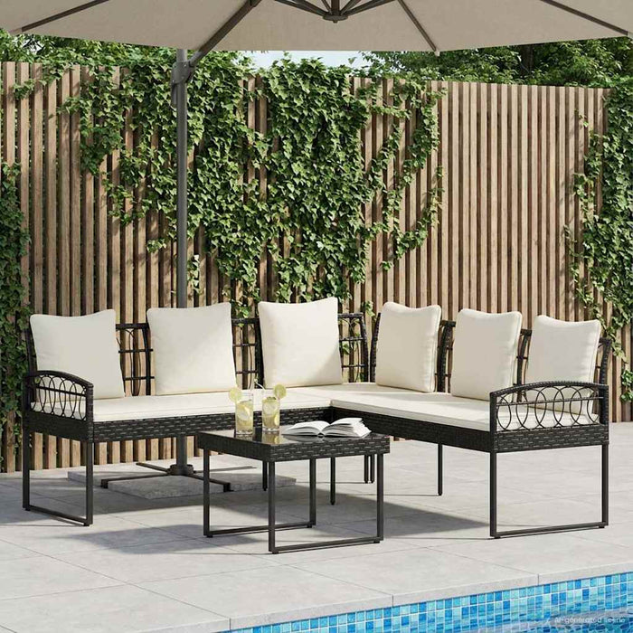 Set de canapele pentru grădină cu pernă 2 pcs Negru și Crem - WALTI WALTI