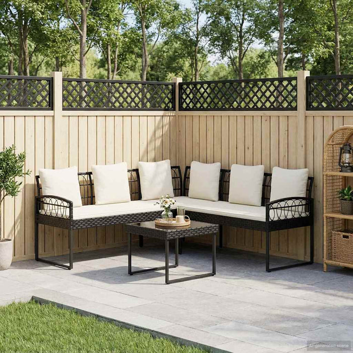 Set de canapele pentru grădină cu pernă 2 pcs Negru și Crem - WALTI WALTI
