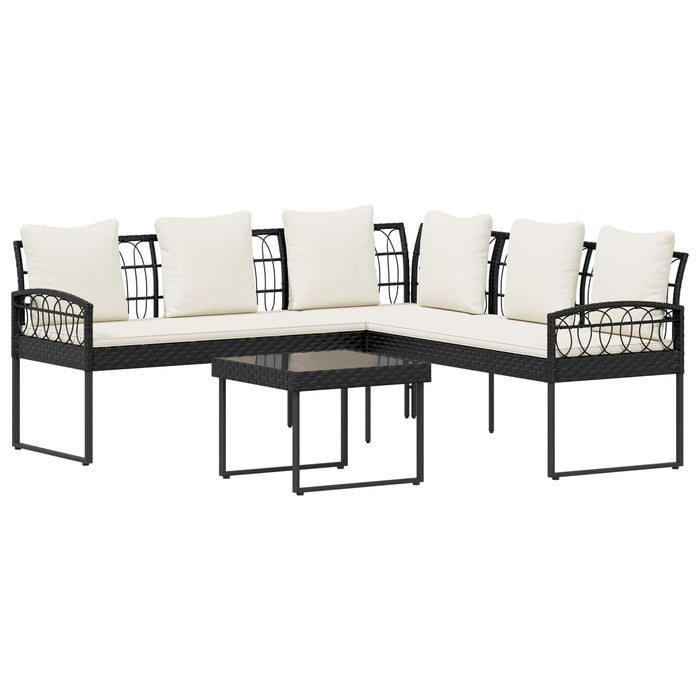 Set de canapele pentru grădină cu pernă 2 pcs Negru și Crem - WALTI WALTI