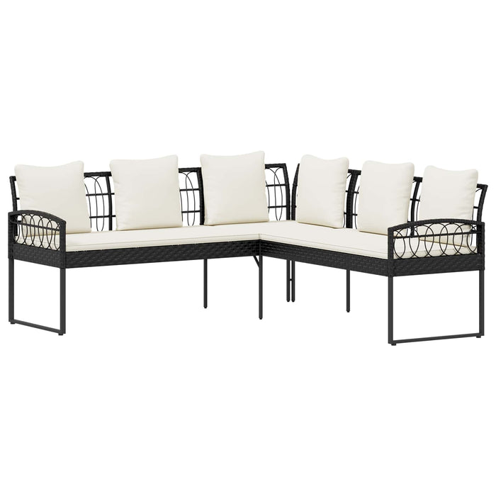 Set de canapele pentru grădină cu pernă 2 pcs Negru și Crem - WALTI WALTI