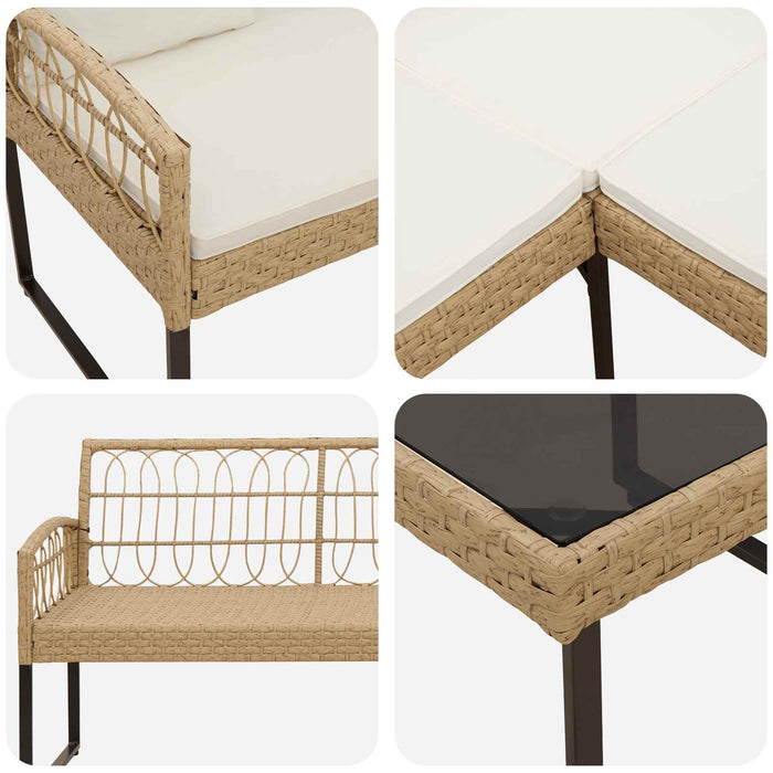 Set de canapele pentru grădină 2 pcs natural Poli Rattan Oțel - WALTI WALTI