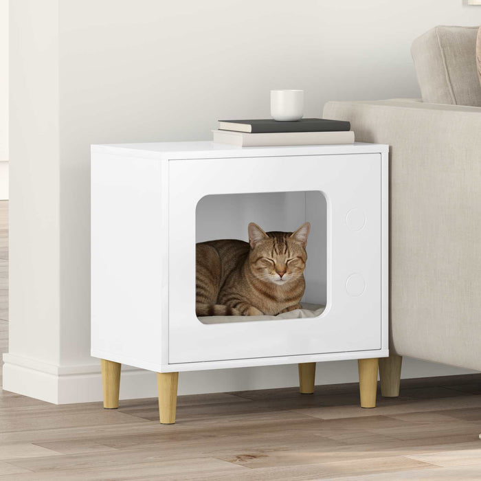 Casa pentru pisici Alb Lucios 51 x 30 x 52 cm Lemn compozit - WALTI WALTI