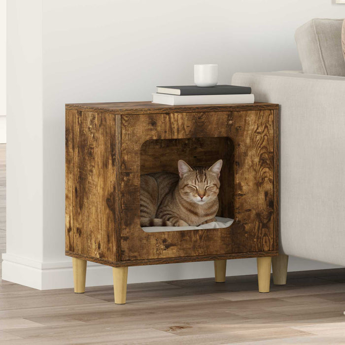 Casa pentru pisici Stejar fumuriu 51 x 30 x 52 cm Lemn compozit - WALTI WALTI