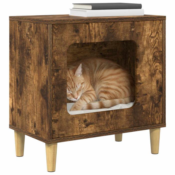 Casa pentru pisici Stejar fumuriu 51 x 30 x 52 cm Lemn compozit - WALTI WALTI