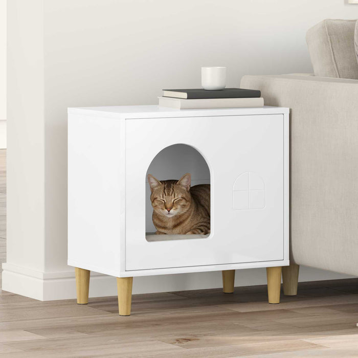 Casa pentru pisici Alb Lucios 51 x 30 x 52 cm Lemn compozit - WALTI WALTI