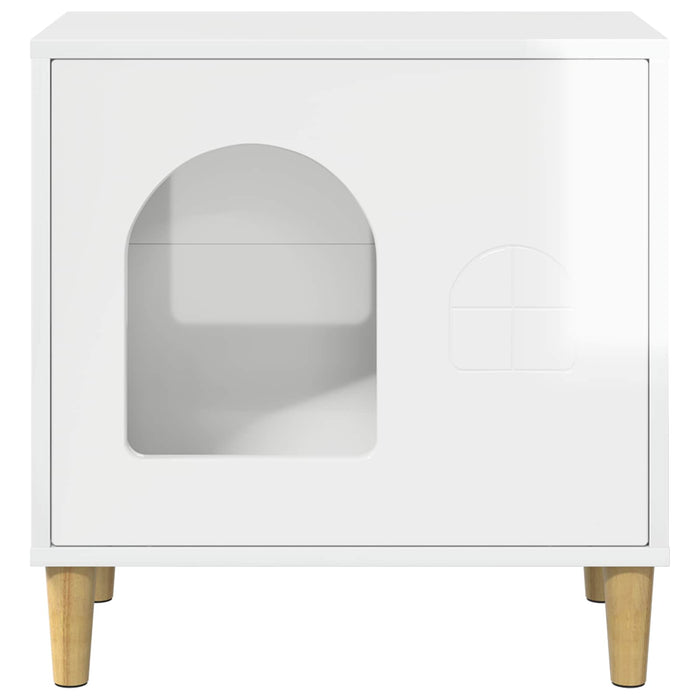 Casa pentru pisici Alb Lucios 51 x 30 x 52 cm Lemn compozit - WALTI WALTI