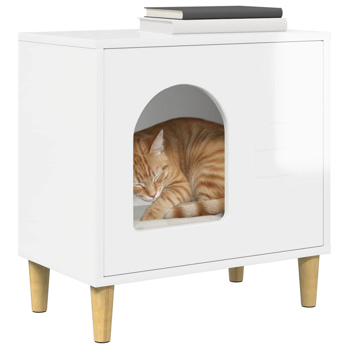 Casa pentru pisici Alb Lucios 51 x 30 x 52 cm Lemn compozit - WALTI WALTI