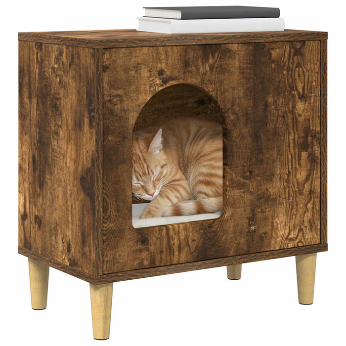 Casa pentru pisici Stejar fumuriu 51 x 30 x 52 cm Lemn compozit - WALTI WALTI