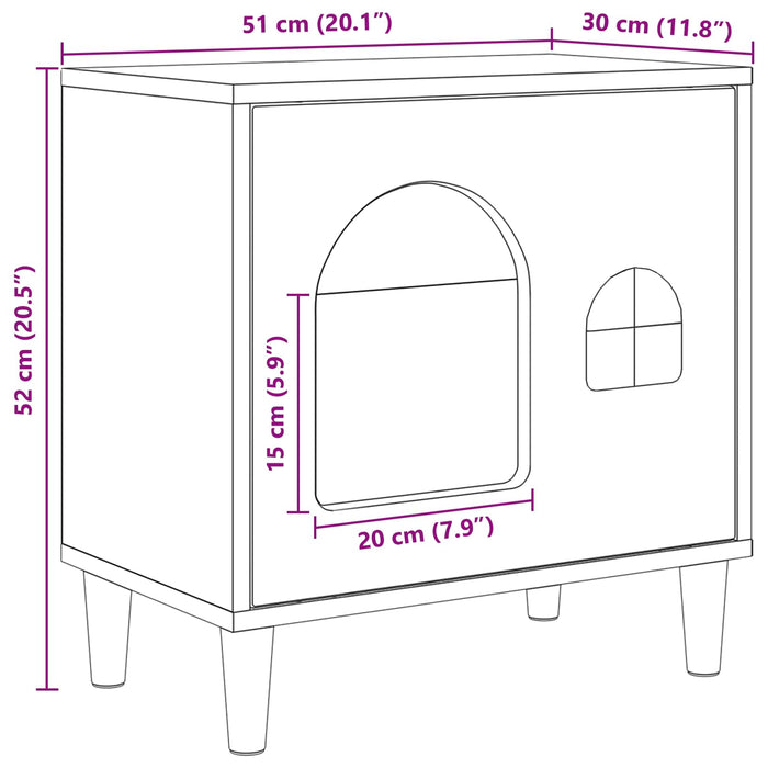 Casa pentru pisici Stejar fumuriu 51 x 30 x 52 cm Lemn compozit - WALTI WALTI