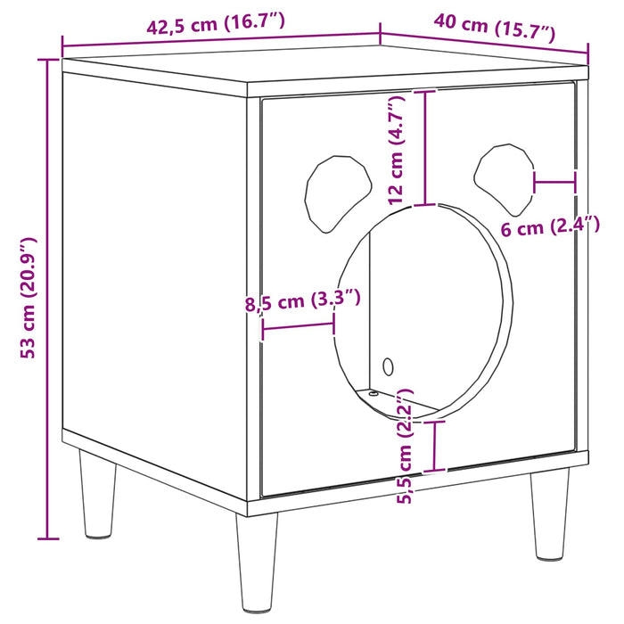 Casa pentru pisici Sonoma 42,5 x 40 x 53 cm Lemn compozit - WALTI WALTI