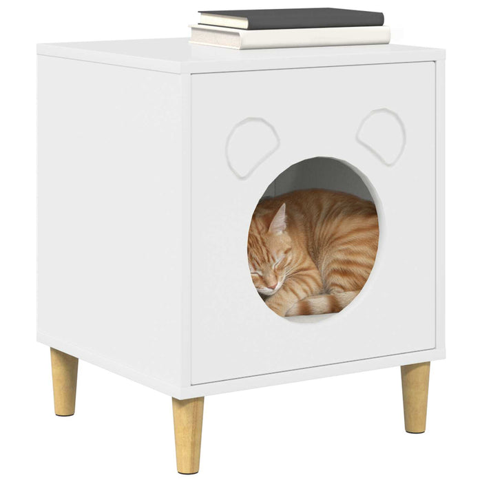Casa pentru pisici Alb Lucios 42,5 x 40 x 53 cm Lemn compozit - WALTI WALTI