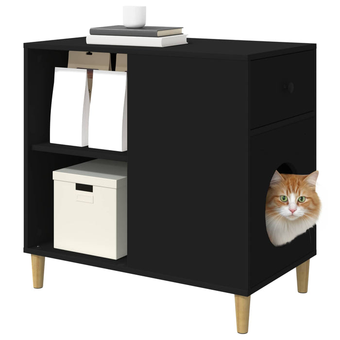 Casa pentru pisici Negru 72 x 42.5 x 70 cm Lemn compozit - WALTI WALTI