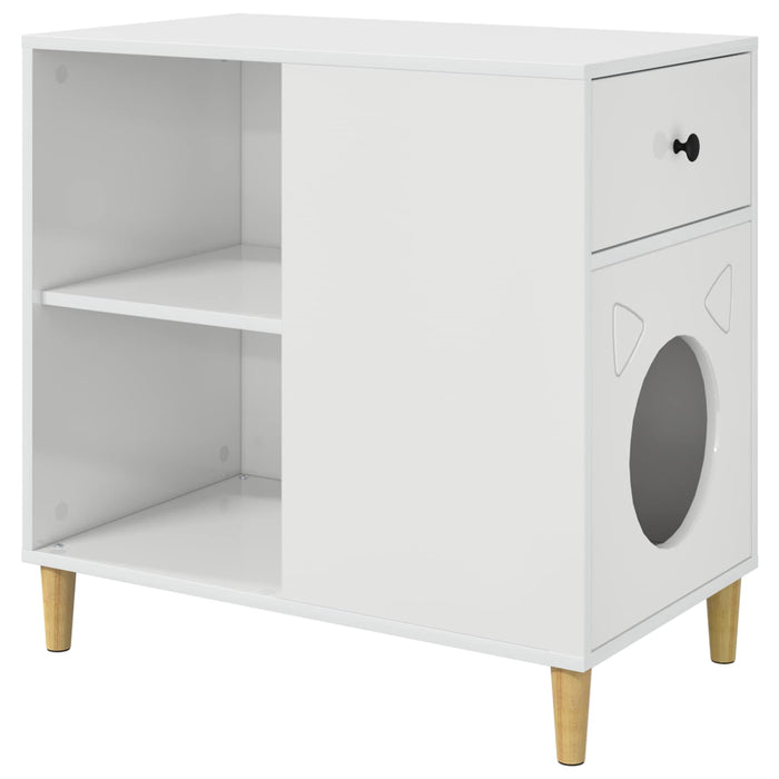 Casa pentru pisici Alb Lucios 72 x 42.5 x 70 cm Lemn compozit - WALTI WALTI