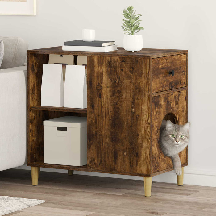 Casa pentru pisici Stejar fumuriu 72 x 42.5 x 70 cm - WALTI WALTI