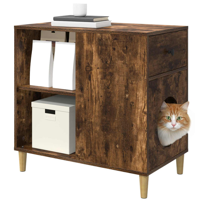 Casa pentru pisici Stejar fumuriu 72 x 42.5 x 70 cm - WALTI WALTI