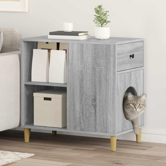 Casa pentru pisici Gri Sonoma 72 x 42.5 x 70 cm Lemn compozit - WALTI WALTI