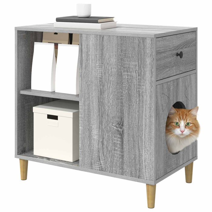 Casa pentru pisici Gri Sonoma 72 x 42.5 x 70 cm Lemn compozit - WALTI WALTI