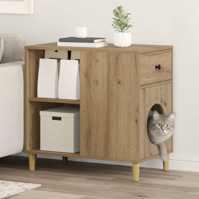 Casa pentru pisici Stejar artizanal 72 x 42.5 x 70 cm - WALTI WALTI
