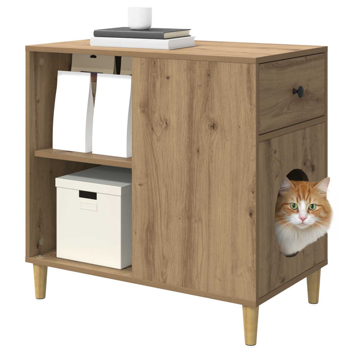Casa pentru pisici Stejar artizanal 72 x 42.5 x 70 cm - WALTI WALTI