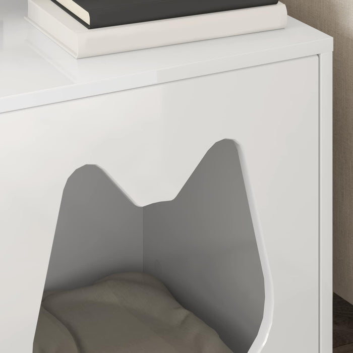 Casa pentru pisici Alb Lucios 42,5 x 40 x 53,5 cm Lemn compozit - WALTI WALTI
