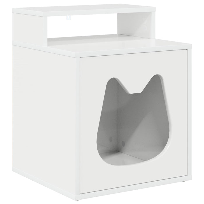 Casa pentru pisici Alb Lucios 42,5 x 40 x 53,5 cm Lemn compozit - WALTI WALTI