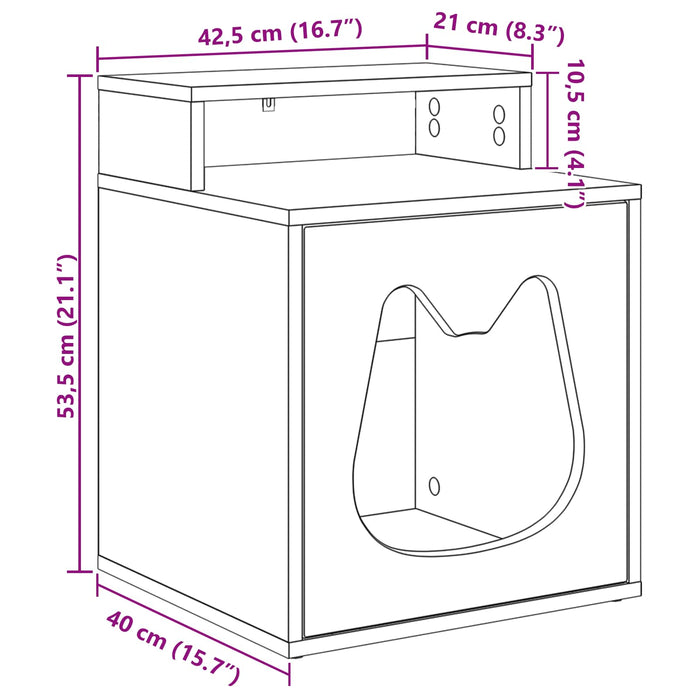 Casa pentru pisici Stejar artizanal 42,5 x 40 x 53,5 cm WALTI