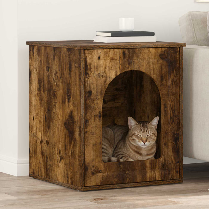 Casa pentru pisici Stejar fumuriu 53 x 52 x 62 cm Lemn compozit - WALTI WALTI