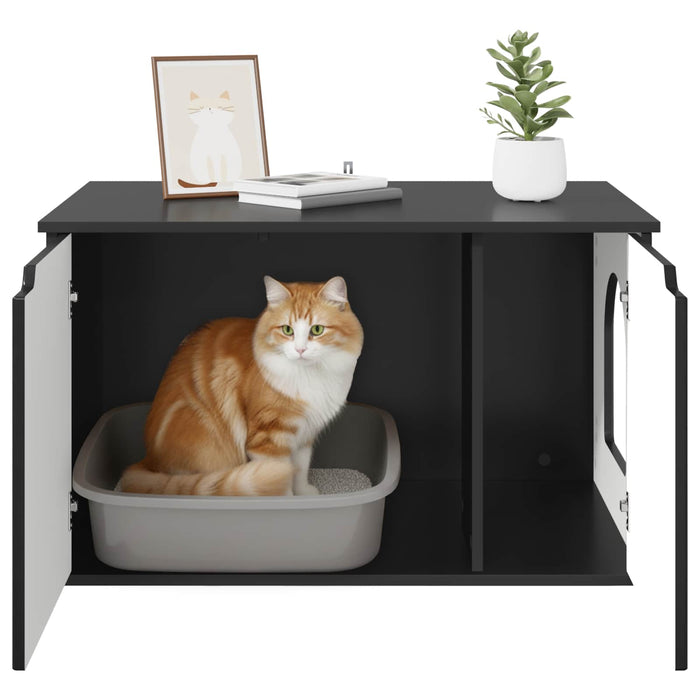 Casa pentru pisici Negru 85 x 55 x 50,5 cm Lemn compozit WALTI