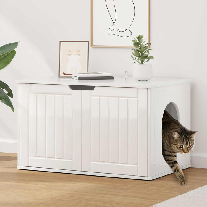 Casa pentru pisici Alb Lucios 85 x 55 x 50,5 cm Lemn compozit - WALTI WALTI